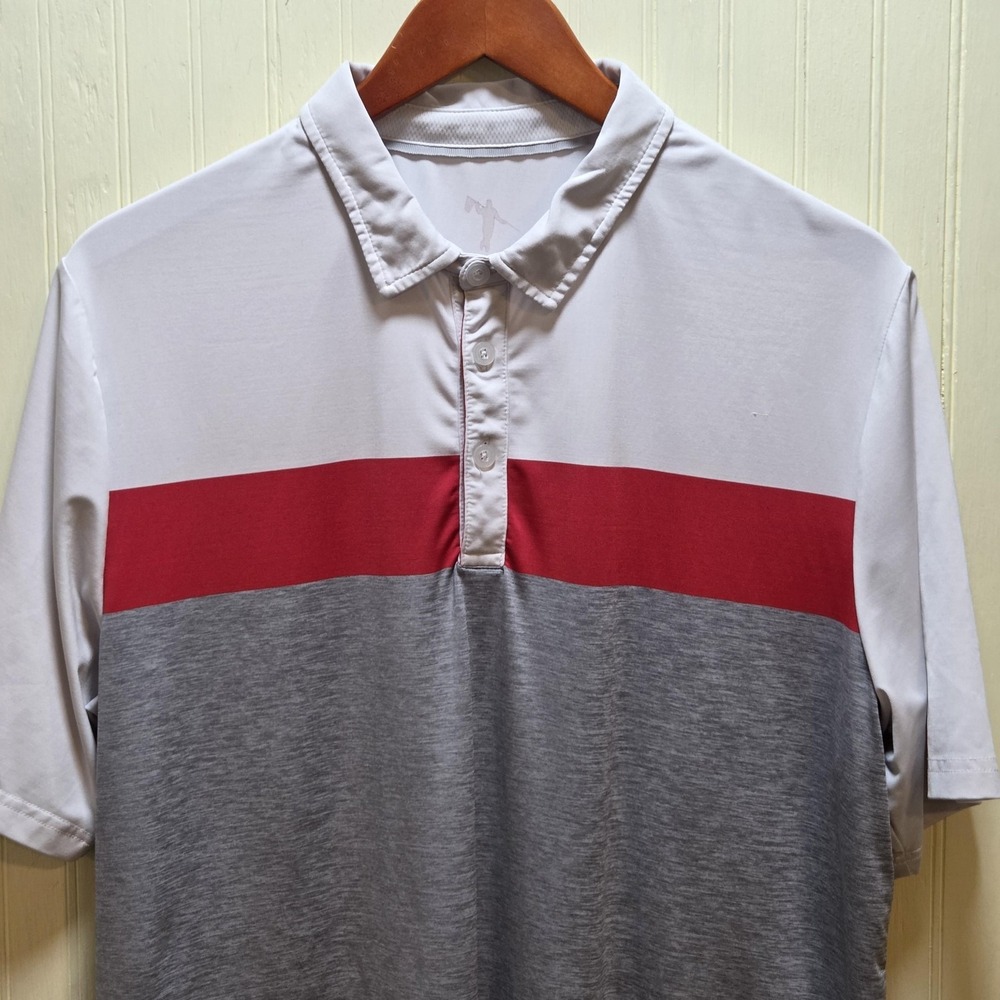 AndersonOrd Polo Shirt Mens Large Colorblock‎ White Red Gray Short Sleeve Golf